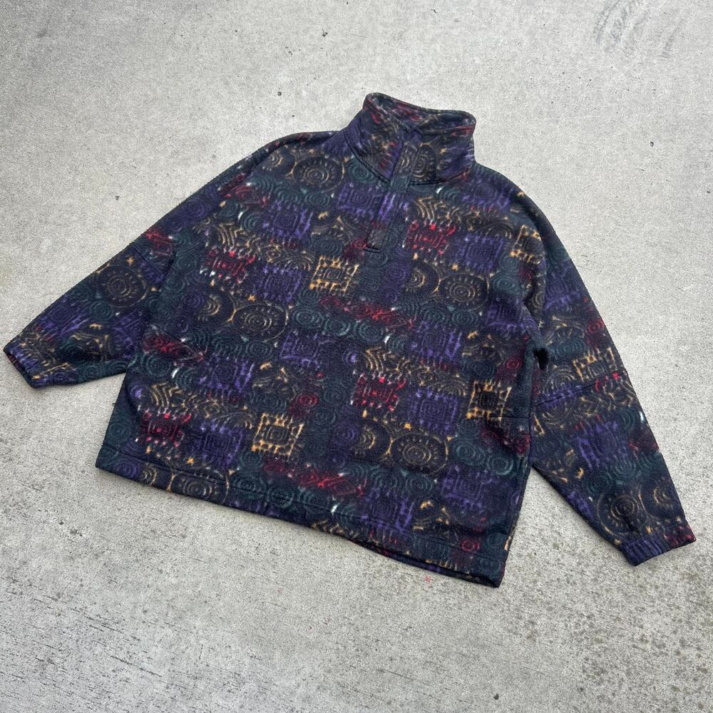 Vintage 90s multicoloured fleece quarter zip sweater
